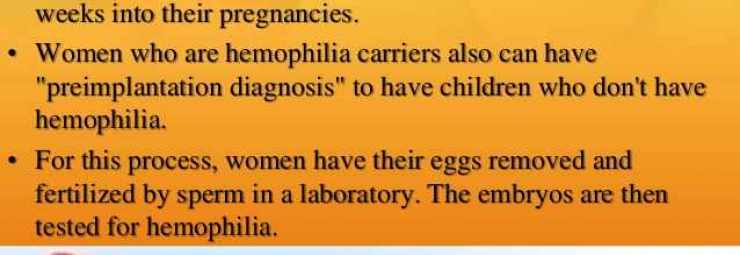 تشخيص الناعور الهيموفيليا عند الجنين قبل الولادة